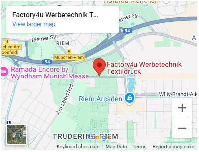 Anfahrt Werbetechnik und Textildruck | FACTORY4U München
